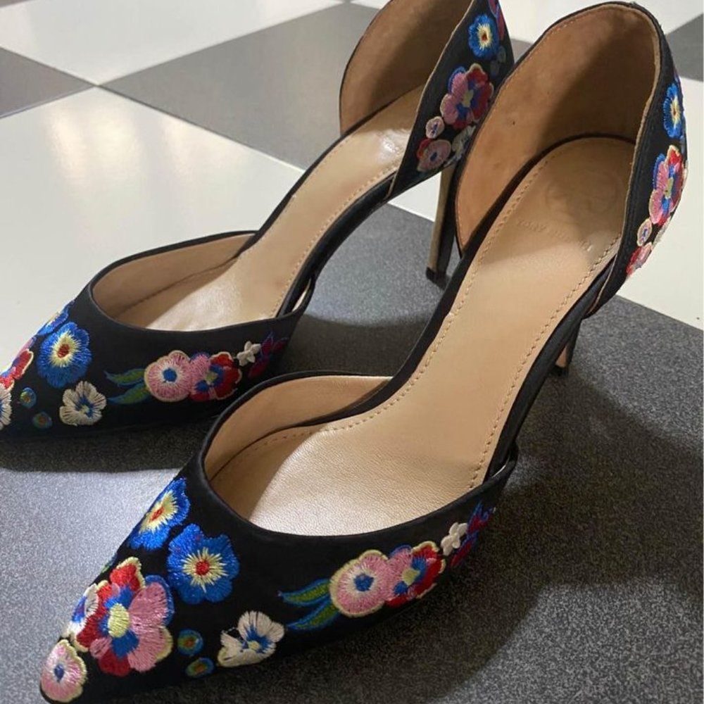 Tory Burch Embroidered Rosemont Pansy D'Orsay Pump